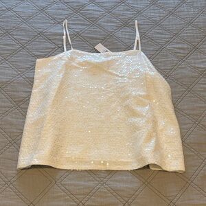 NWT LOFT Sparkling Sequin White Cami